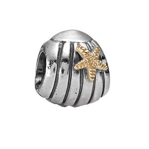 Sea shell with 14K gold starfish pandora charm